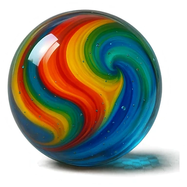 a single colorful marble, shiny and round, detailed, vibrant colors, realistic lighting sticker