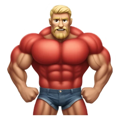 Very Muscular red apple man sticker