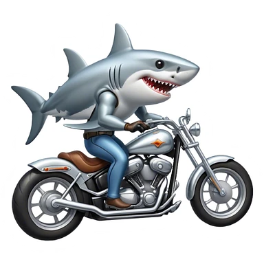 Shark riding a Harley.  sticker