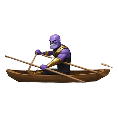 thanos wearing a suit rowing in a single sculling boat sticker