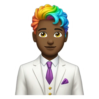 Posh-boy-with-white-suit-and-green-eyes-and-rainbow-unicorn-hair sticker