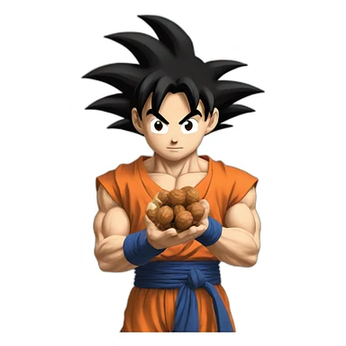 goku holding nuts sticker