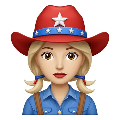 American cowgirl wearing red white and blue hat sticker