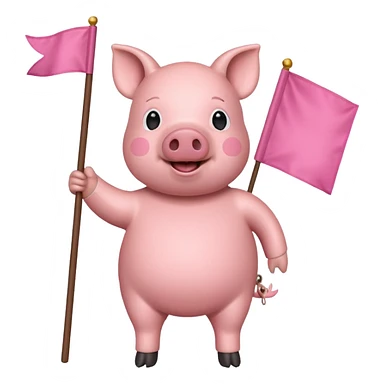 Pig holding a flag sticker