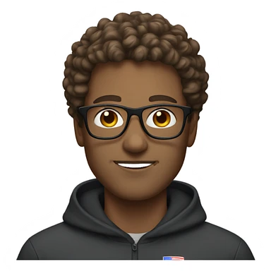 white man with glasses, and short brown curly hair, with sportswear sticker