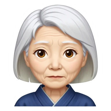 japanese culture old woman with white hair and wrinkles sticker