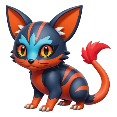  exotic colorful tropical cyber-Sleuth-Litten-Linoone-Noibat-Fakémon-Pokémon-Vernid-creature sticker