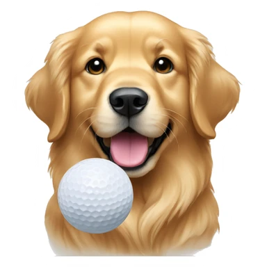 Golden retriever with a golf ball sticker