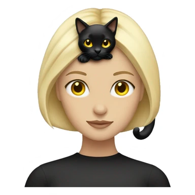 Blonde girl holding Black cat with yellow eyes  sticker
