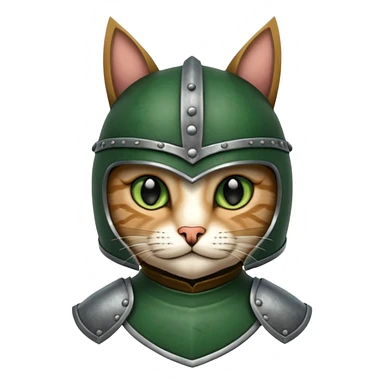 Crea un gato atigrado con armadura y casco medieval  sticker