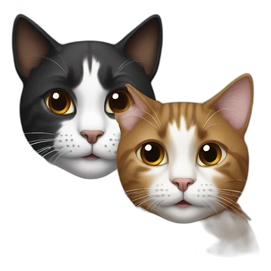 two cats, one black and white, the other brown sticker