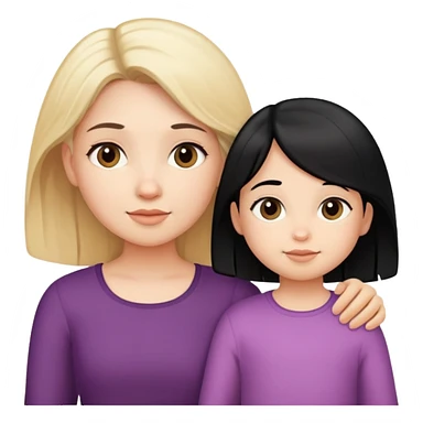 Blonde little girl and black hair mom cute sticker