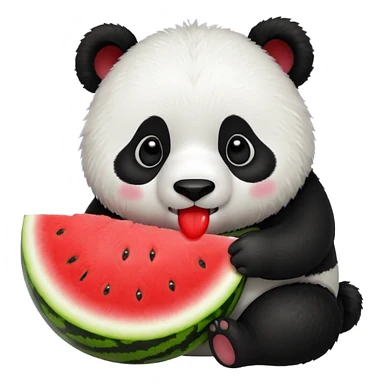 A cute panda emoji eating a watermelon sticker