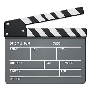 movie clapperboard with geometric outline, precise thin black lines and only one diagonal line crossing through, clean design sticker