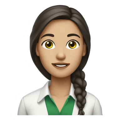 Female professional long dark brown hair green eyes sticker