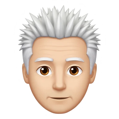 A light-skinned man with spiky white hair, brown eyes, and a slight smile. sticker