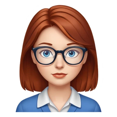 woman glasses reddish brown hair blue eyes sticker