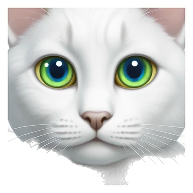 White cat with blue And green heterochromia sticker