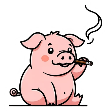 Pig smoking a blunt sticker