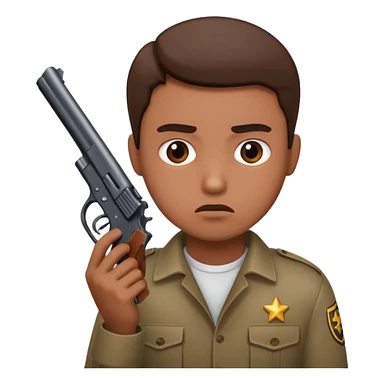 A person with a gun that looks wooried sticker