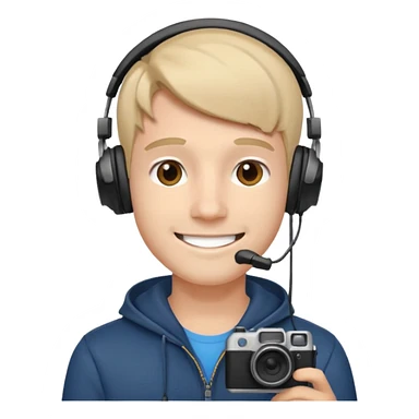 ISHOWSPEED as a YouTuber, young man with headphones and a camera sticker