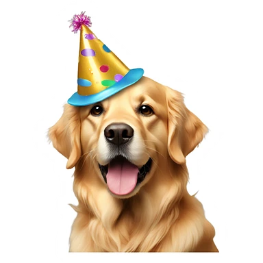 Golden retriever with party hat  sticker