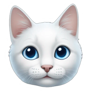 cartoon white and blue cat with one big blue birthmark on the right eye and on the ear, sticker
