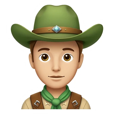 Cowboy wearing a green hat sticker