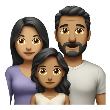 Puerto rican beard short black hair  husband with blond long hair wife and brown long hair daughter Family  sticker