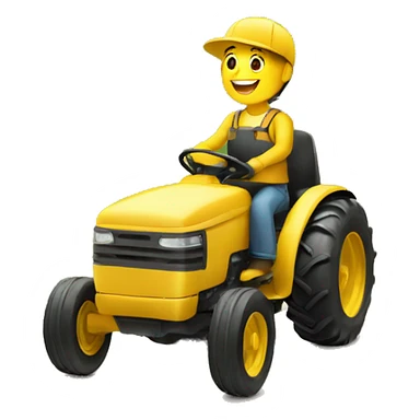 a happy person driving yellow tractor sticker