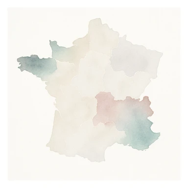 watercolor style map of France, no text sticker