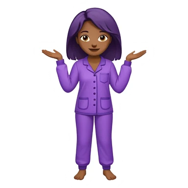 UNE FEMME DE COULEUR DE PEAU NOIRE HABILLE AVEC  UN PYJAMA VIOLET ET ELLE EST DEBOUT sticker