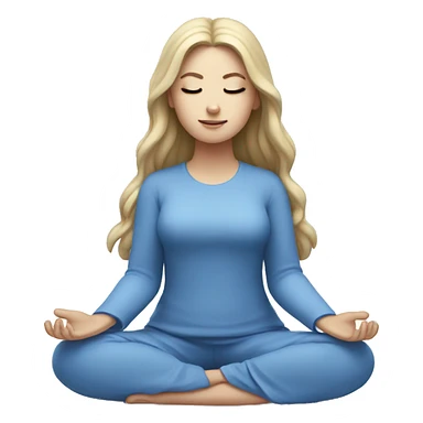 White girl meditating wearing blue sticker
