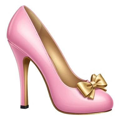 pink high heels with gold bow sticker