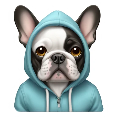 French bulldog wearing a hoodie sticker