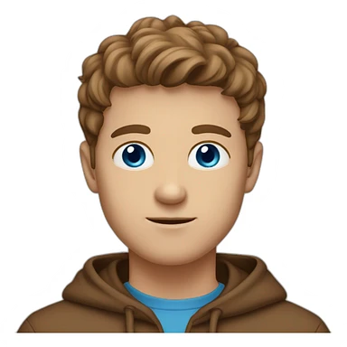 white guy with blue eyes and brown hair in a brown hoodie hoodie sticker