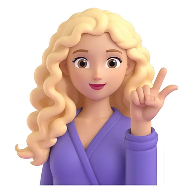 blonde girl with long curly hair holding up her hand in a stop gesture sticker