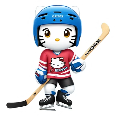 Hello kitty playing hockey  sticker