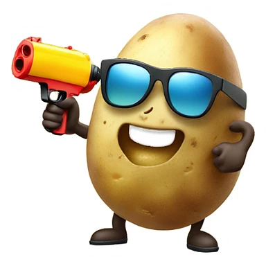 Potato with sunglasses and water gun sticker
