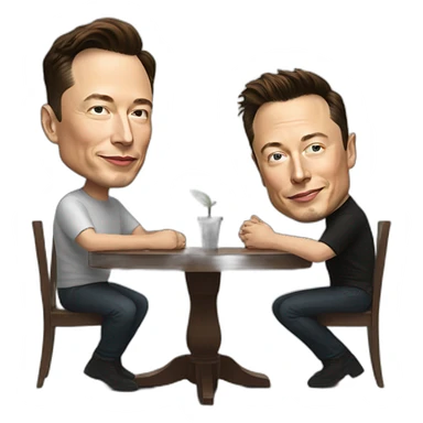Elon Musk and Elon Musk are sitting at a table sticker