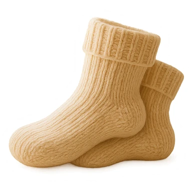 Remove any shadow from the image. Keep the cozy knit socks by a window, soft and warm atmosphere. Maintain transparent background. sticker