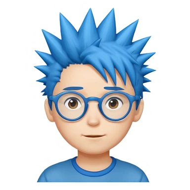 blue spiky haired kid with glasses sticker