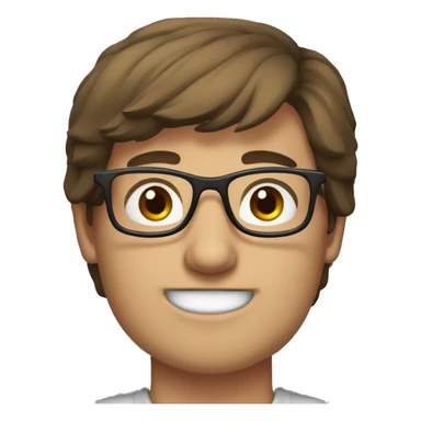 guy with glases and middle long brown hair, dark eyes, with the name Arco sticker