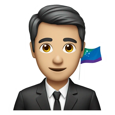 Radio presenter with Azerbaijan flag sticker