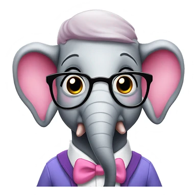 pink nerd elephant sticker