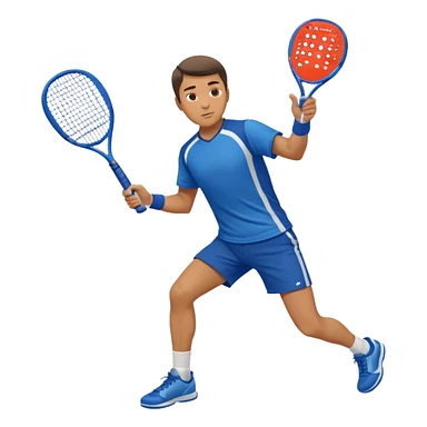 Male, eurasian, wearing sports cloth, swinging padel raquet not a tennis raquet sticker