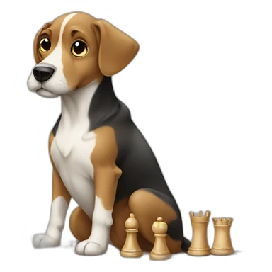 dog playing chess sticker