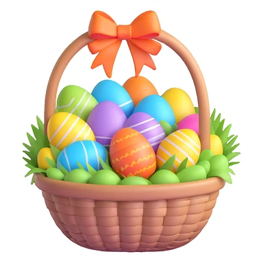 Easter basket filled with decorated eggs sticker