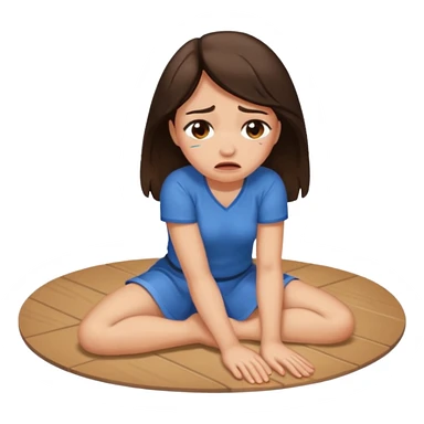 A brunette crying on floor sticker
