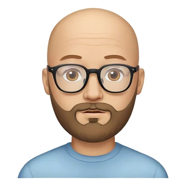 bald man with beard glasses sticker